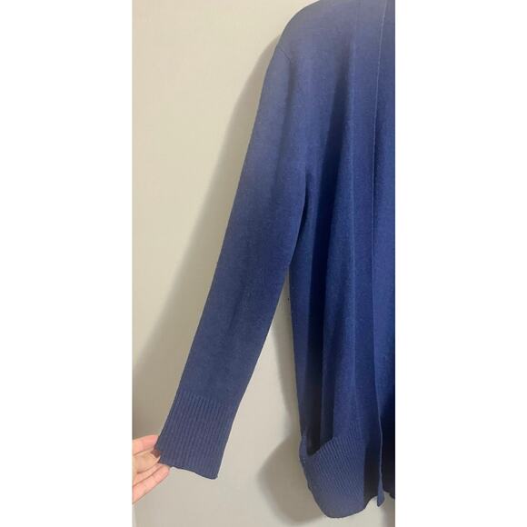 LL Bean Classic 100% Cashmere Open Front Cardigan w/Pockets Blue Women's M - Picture 5 of 7